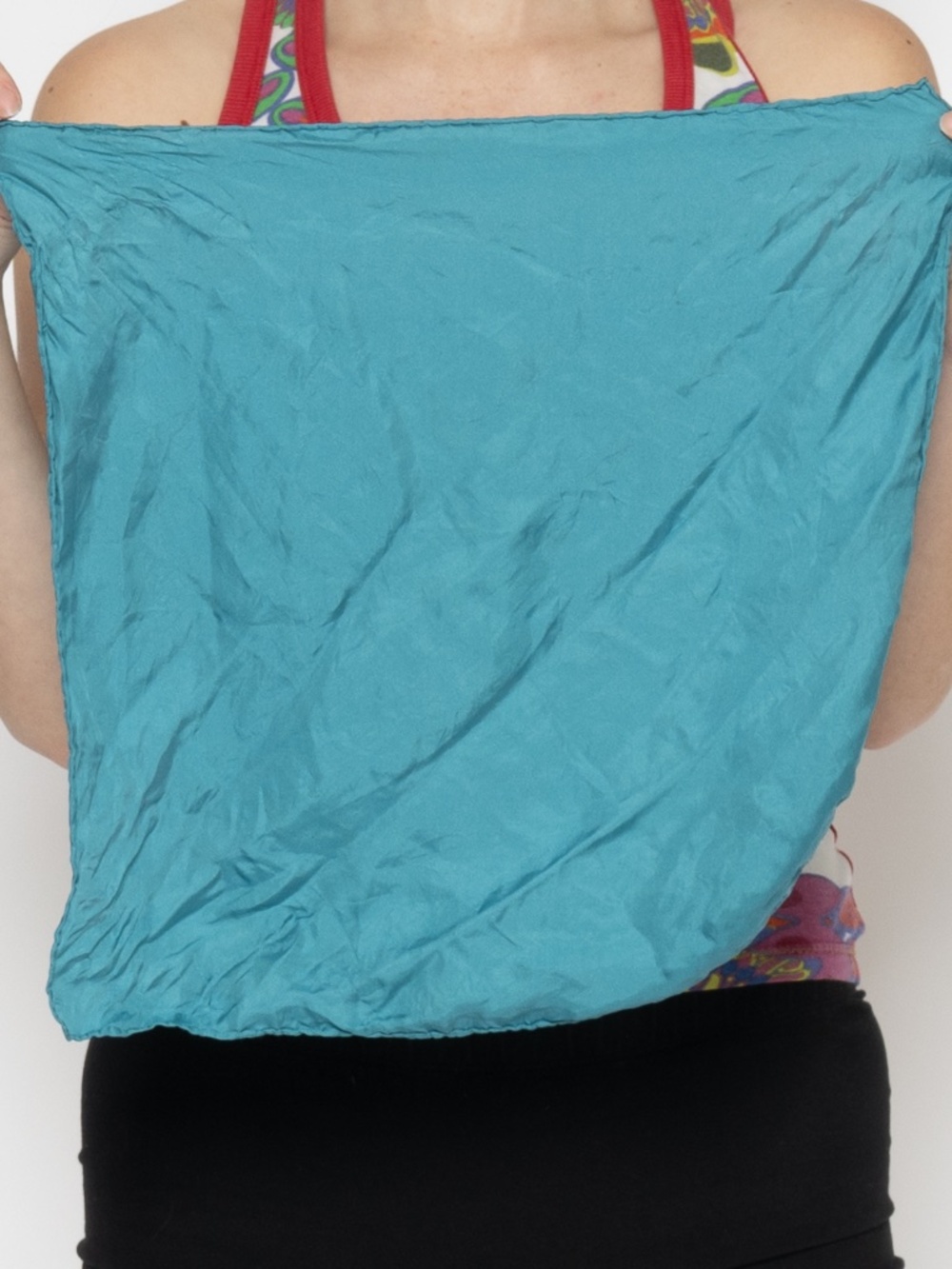 Vintage blue silk square scarf 16" by 16"
